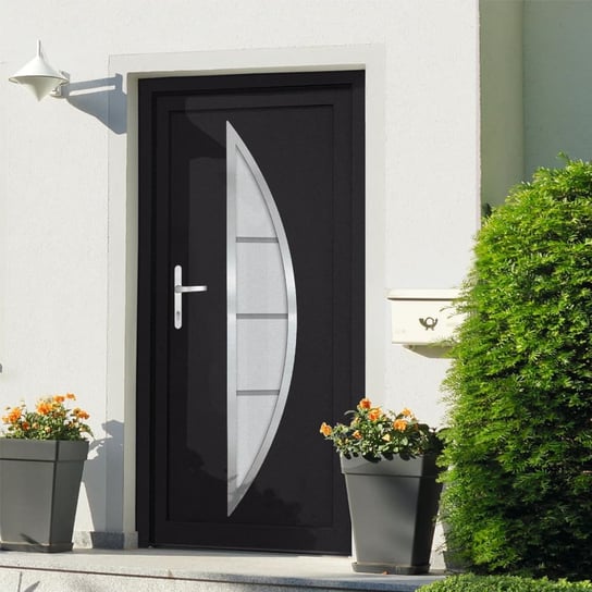 vidaXL Drzwi wejściowe, antracytowe, 108x200 cm, PVC vidaXL