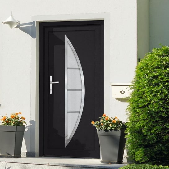 vidaXL Drzwi wejściowe, antracytowe, 88x200 cm, PVC vidaXL