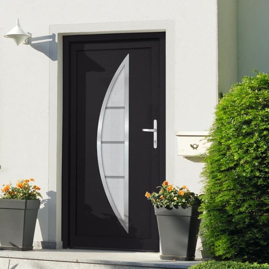 vidaXL Drzwi wejściowe, antracytowe, 98x200 cm, PVC vidaXL