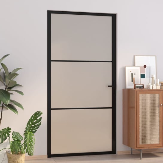 vidaXL Drzwi wewnętrzne, 102,5x201,5 cm, czarne, szkło i aluminium vidaXL