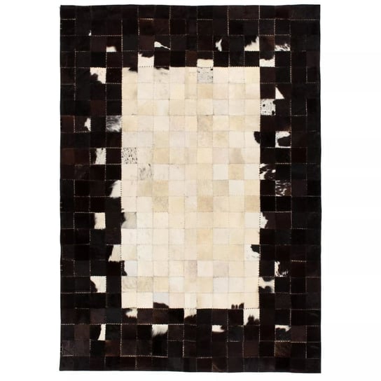 vidaXL, Dywanik skórzany, patchwork, 80x150 cm, czarny vidaXL