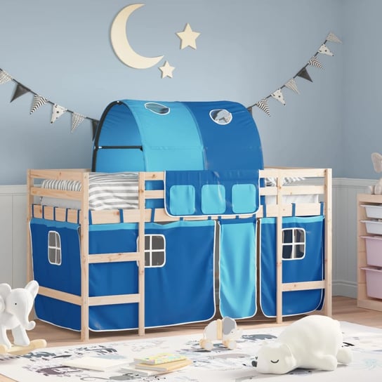 vidaXL Dziecięce łóżko na antresoli, z tunelem, niebieskie, 80x200 cm vidaXL