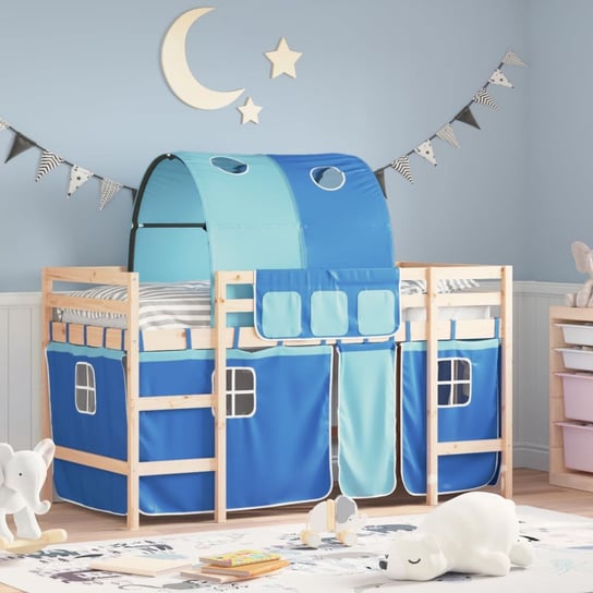 vidaXL Dziecięce łóżko na antresoli, z tunelem, niebieskie, 90x190 cm vidaXL