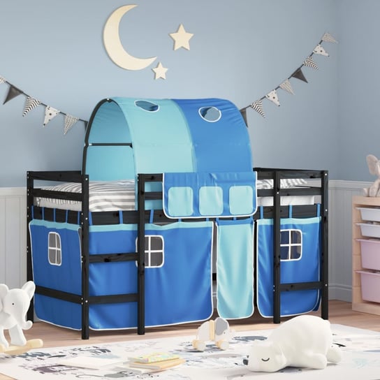 vidaXL Dziecięce łóżko na antresoli, z tunelem, niebieskie, 90x200 cm vidaXL