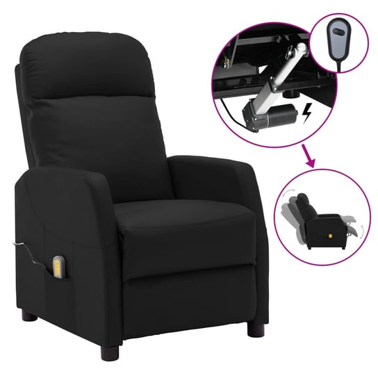 vidaXL Elektryczny fotel masujący, czarny, sztuczna skóra vidaXL