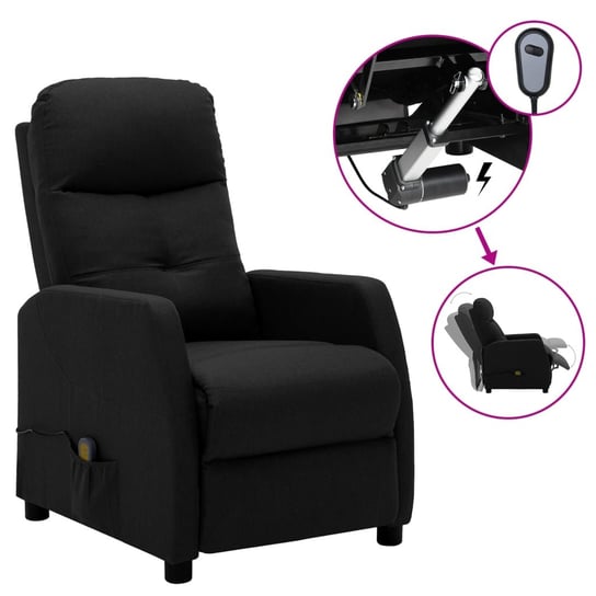 vidaXL Elektryczny fotel masujący, czarny, tkanina vidaXL