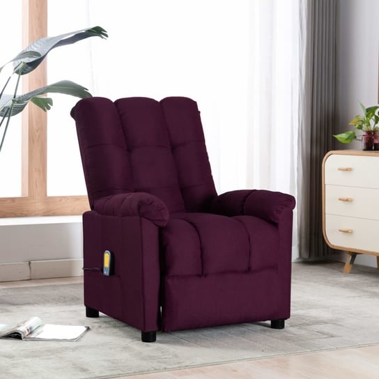 vidaXL Elektryczny fotel masujący, fioletowy, obity tkaniną vidaXL