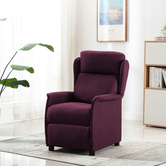 vidaXL Elektryczny fotel masujący, fioletowy, obity tkaniną vidaXL