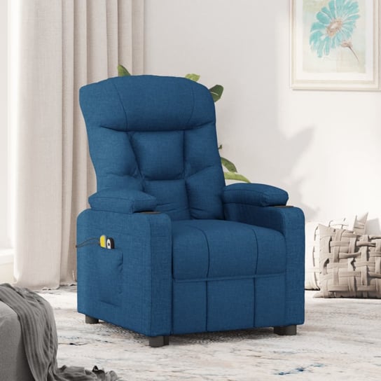 vidaXL Elektryczny fotel masujący, niebieski, tkanina vidaXL
