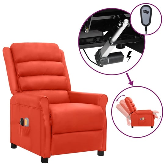 Vidaxl Elektryczny Fotel Masujący, Rozkładany, Czerwony, Ekoskóra vidaXL