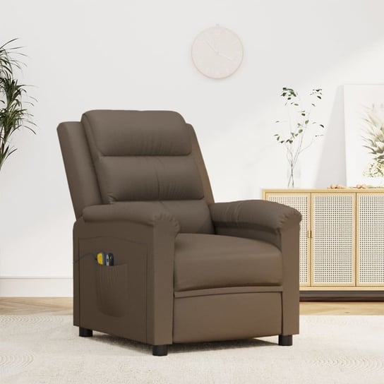 vidaXL Elektryczny fotel masujący, szary, sztuczna skóra vidaXL