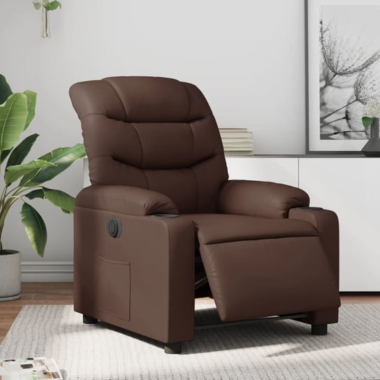 vidaXL Elektryczny fotel rozkładany, brązowy, obity sztuczną skórą vidaXL