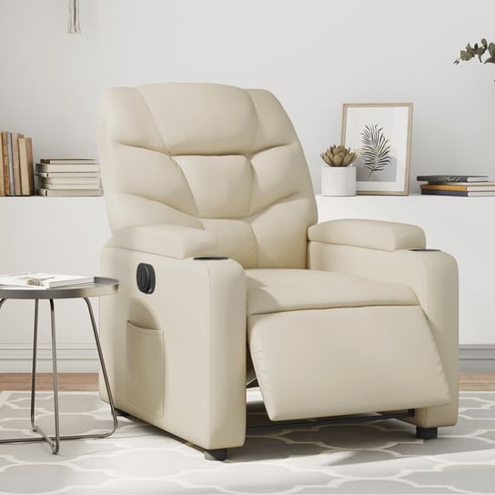 vidaXL Elektryczny fotel rozkładany, kremowy, obity sztuczną skórą vidaXL