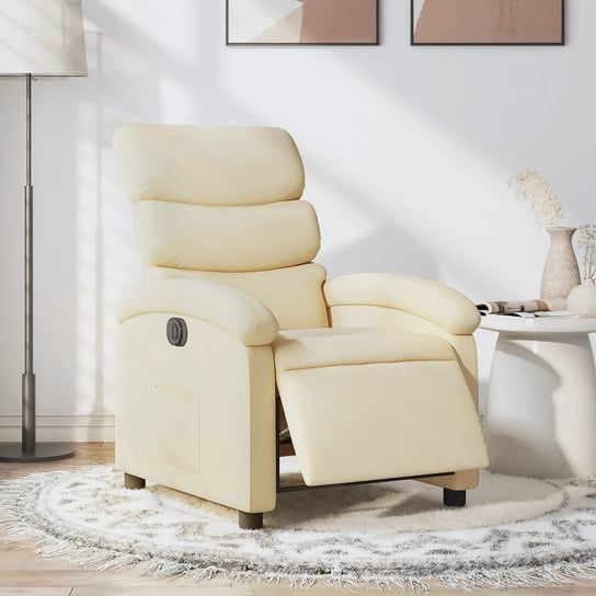 vidaXL Elektryczny fotel rozkładany, kremowy, obity tkaniną vidaXL