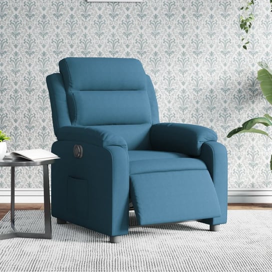 vidaXL Elektryczny fotel rozkładany, niebieski, obity aksamitem vidaXL
