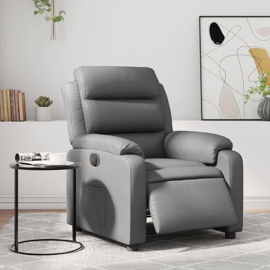 vidaXL Elektryczny fotel rozkładany, szary, obity sztuczną skórą vidaXL