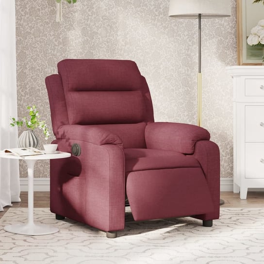 vidaXL Elektryczny fotel rozkładany, winna czerwień, obity tkaniną vidaXL