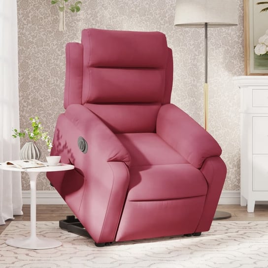 vidaXL Elektryczny, podnoszony fotel rozkładany, kolor wina, aksamit vidaXL