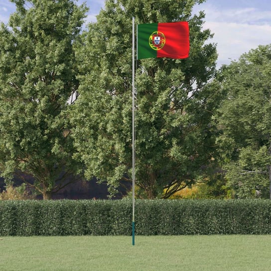 vidaXL Flaga Portugalii z masztem, 6,23 m, aluminium vidaXL