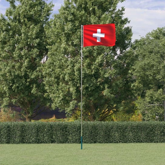 vidaXL Flaga Szwajcarii z masztem, 5,55 m, aluminium vidaXL