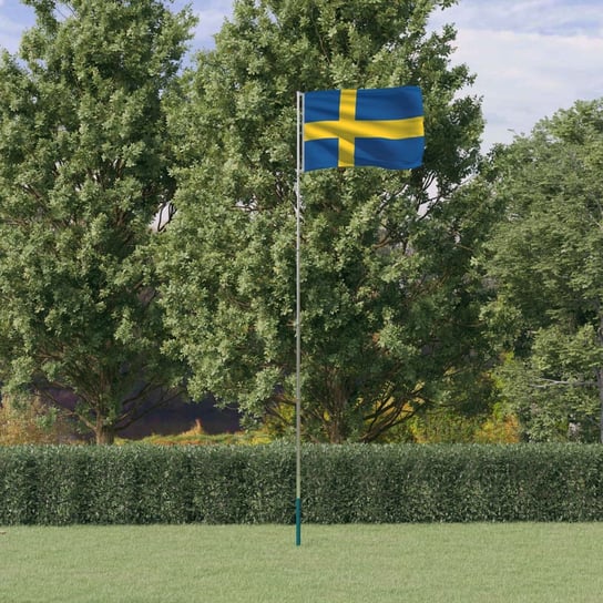 vidaXL Flaga Szwecji z masztem, 5,55 m, aluminium vidaXL