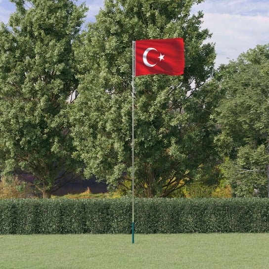 vidaXL Flaga Turcji z masztem, 5,55 m, aluminium vidaXL