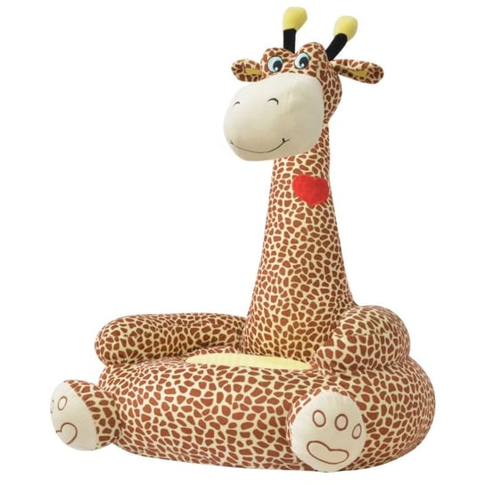 vidaXL Fotel dla dzieci żyrafa, pluszowy, brązowy vidaXL