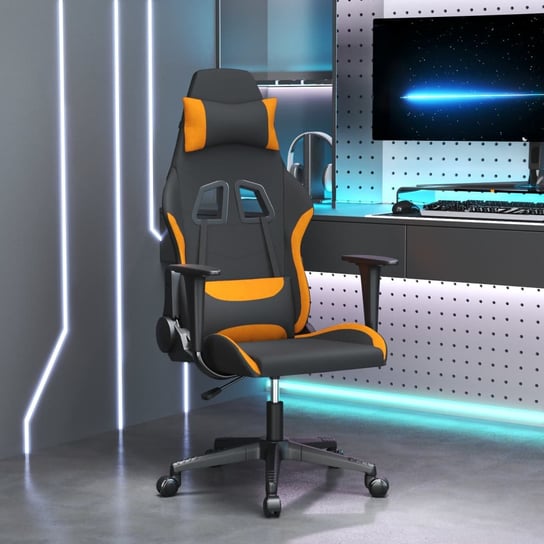 Vidaxl fotel gamingowy, czarno-pomarańczowy, tkanina vidaXL