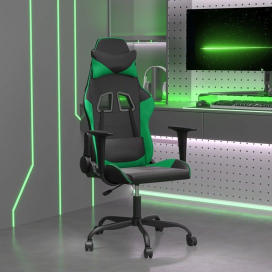vidaXL Fotel gamingowy, czarno-zielony, sztuczna skóra vidaXL