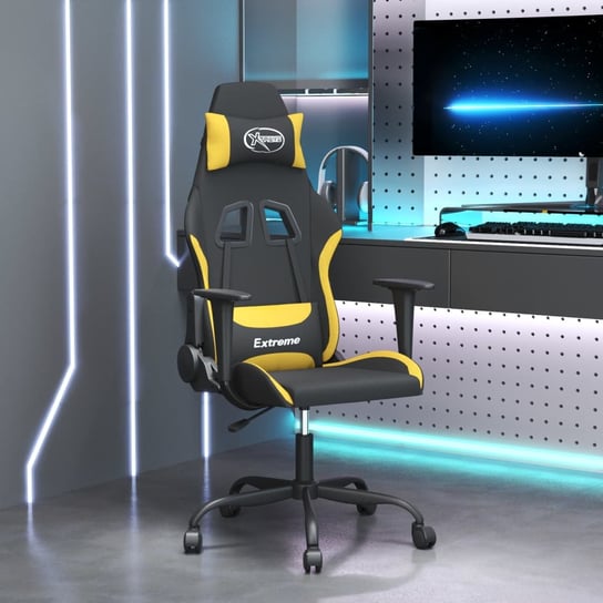 Vidaxl fotel gamingowy, czarno-żółty, tkanina vidaXL