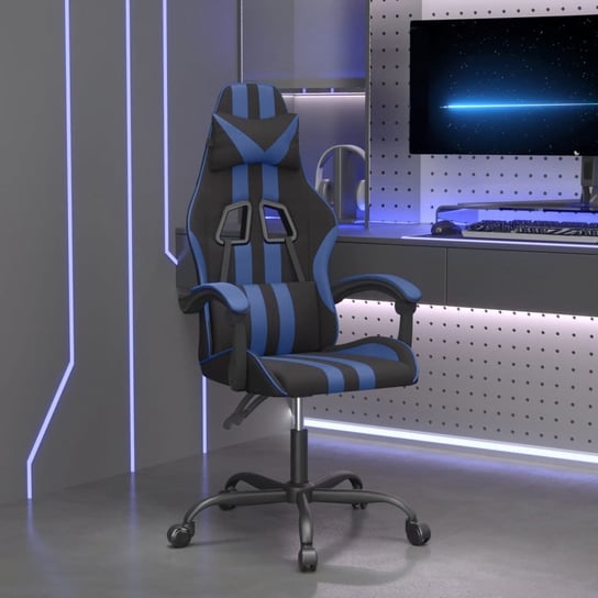 vidaXL Fotel gamingowy, obrotowy, czarno-niebieski, sztuczna skóra vidaXL