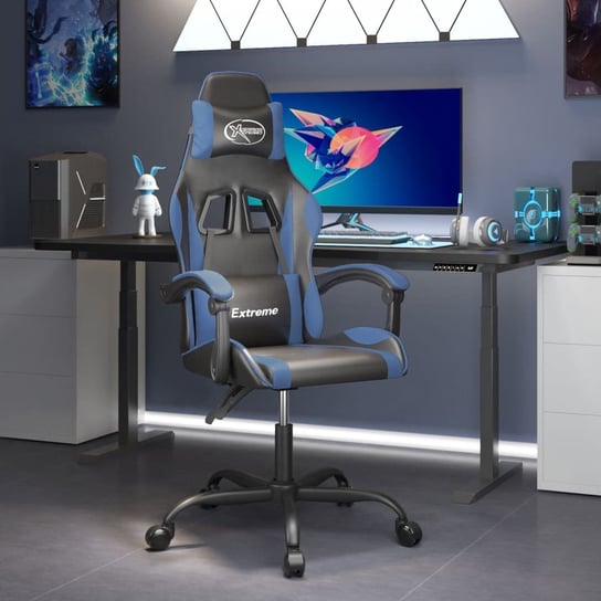 Vidaxl fotel gamingowy, obrotowy, czarno-niebieski, sztuczna skóra vidaXL