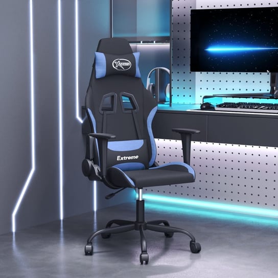 Vidaxl fotel gamingowy, z masażem, czarno-niebieski, tkanina vidaXL