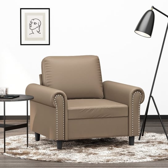 vidaXL Fotel, kolor cappuccino, 60 cm, obity sztuczną skórą Inna marka