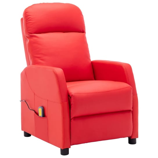 vidaXL Fotel masujący, czerwony, tapicerowany sztuczną skórą vidaXL