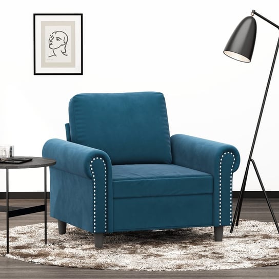 vidaXL Fotel, niebieski, 60 cm, obity aksamitem Inna marka