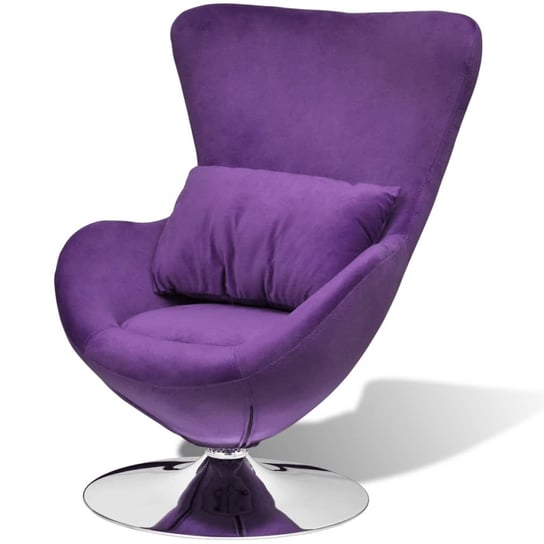 vidaXL Fotel obrotowy z poduszką, mały, fioletowy, aksamitny vidaXL