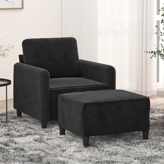 vidaXL Fotel z podnóżkiem, czarny, 60 cm, obity aksamit Inna marka