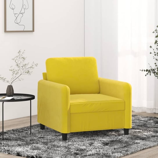 vidaXL Fotel, żółty, 60 cm, obity aksamitem vidaXL