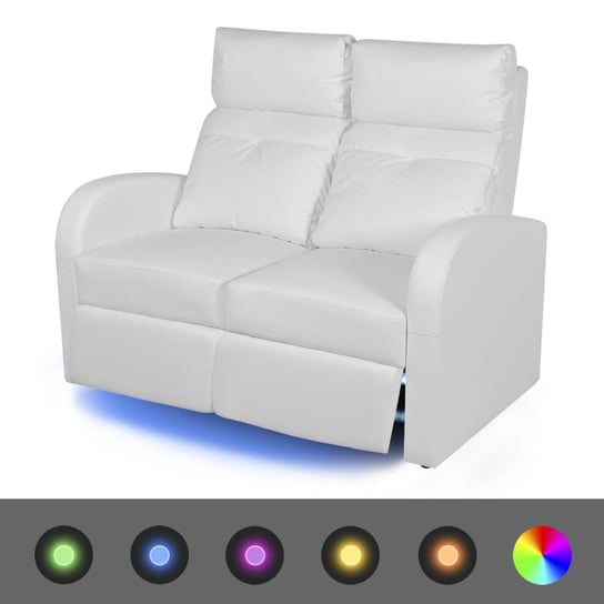 vidaXL Fotele kinowe 2 osobowe, biała, sztuczna skóra vidaXL