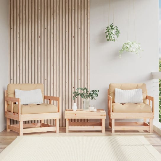 vidaXL Fotele ogrodowe z poduszkami, 2 szt., lite drewno sosnowe vidaXL