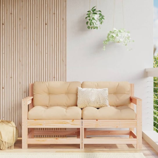 vidaXL Fotele ogrodowe z poduszkami, 2 szt., lite drewno sosnowe vidaXL