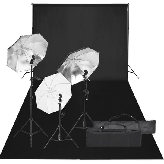 vidaXL Fotograficzny zestaw studyjny z lampami i tłem vidaXL