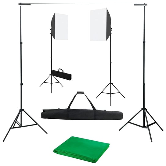 vidaXL Fotograficzny zestaw studyjny z lampami softbox i tłem vidaXL