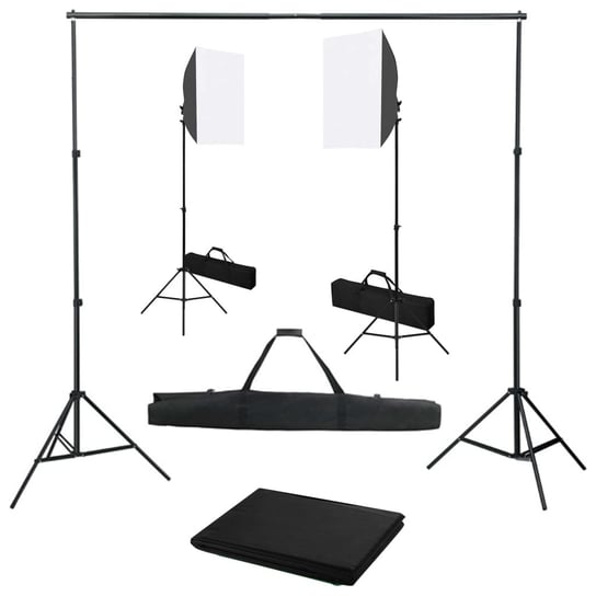 vidaXL Fotograficzny zestaw studyjny z lampami softbox i tłem vidaXL