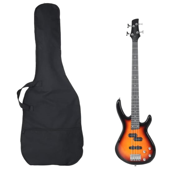 vidaXL Gitara basowa dla początkujących, z torbą, brązowa, 4/4, 46" VidaXL