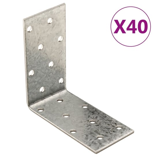 vidaXL Kątowniki, 40 szt., 2 mm, 80x40x80 mm, stal ocynkowana vidaXL