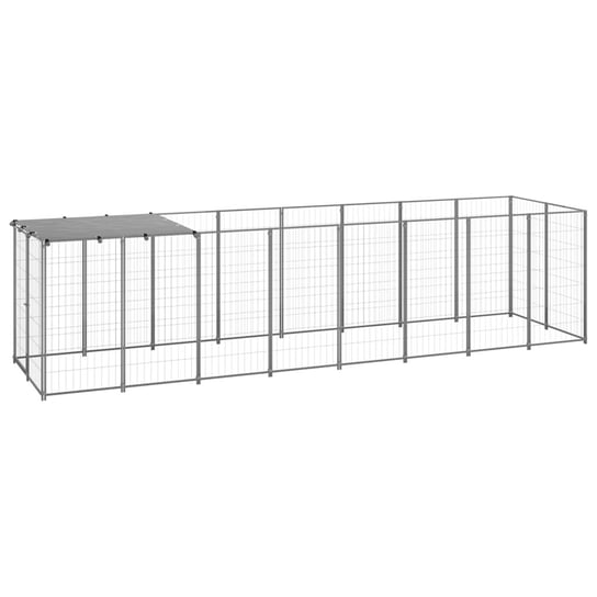 vidaXL Kojec dla psa, srebrny, 4,84 m², stalowy vidaXL