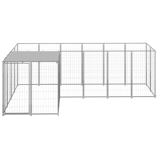 vidaXL Kojec dla psa, srebrny, 4,84 m², stalowy vidaXL