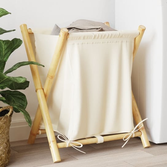 vidaXL Kosz na pranie, kremowy, 45x55x63,5 cm, bambusowy vidaXL